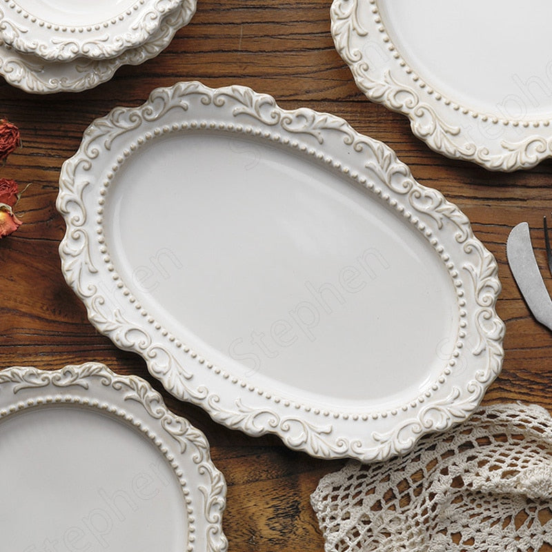 Skandishop Baroque Vintage Ceramic Dinner Plate